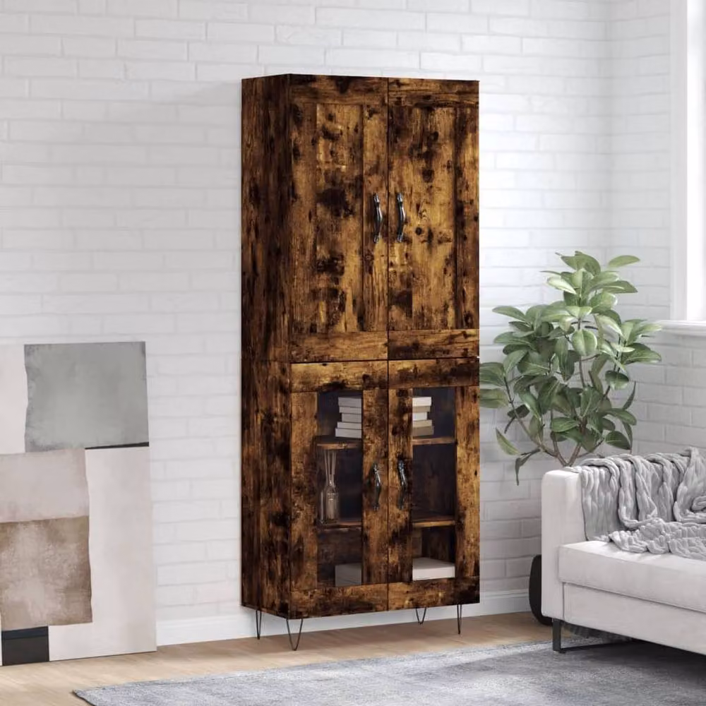 Berkfield Home Smoked Oak Highboard in Brown, W/D/H: 69.5 x 34 x 180 cm – 2