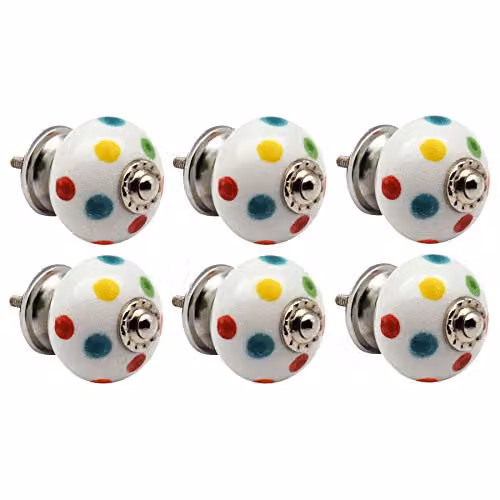 Nicola Spring Polished Multicolour Ceramic Cabinet Knobs, Pack of 6