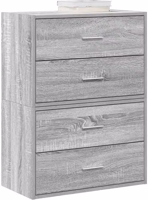 Berkfield Home Set of 2 Grey Sonoma Cabinets with 2 Drawers, W/D/H: 60 x 31 x 40 cm