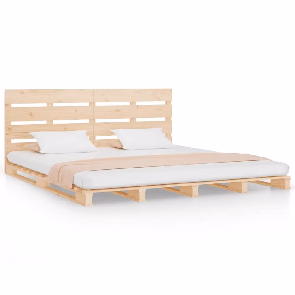 Berkfield Home Beautiful Super King Bed Frame in Light Oak Solid Wood Pine W/D/H: 180 x 200 x 80 cm – 2