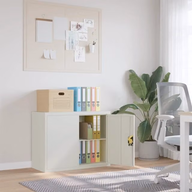 Berkfield Home Metal File Cabinet in Matt Grey, W/D/H: 90 x 40 x 70 cm