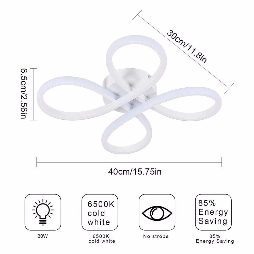 Goeco 30W LED Flower Shape Ceiling Light in Gold/Brass with 6500K Cool White Light – 2