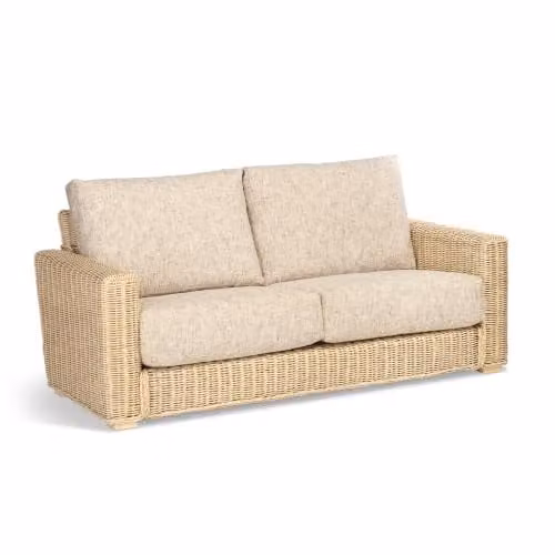 Desser Burford Natural Rattan 3-Seater Sofa with Farrow Scatter Cushions in Beige – 1