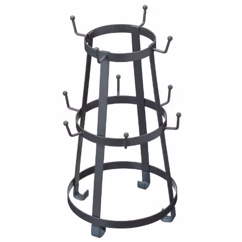 Living Nostalgia Freestanding Metal Mug Tree in Black and Grey, W/D/H: 18.5 x 18.5 x 34 cm