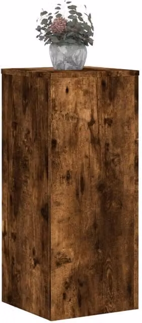 Berkfield Home Set of 2 Modern Plant Stands in Smoked Oak Brown, W/D/H: 30 x 30 x 70 cm
