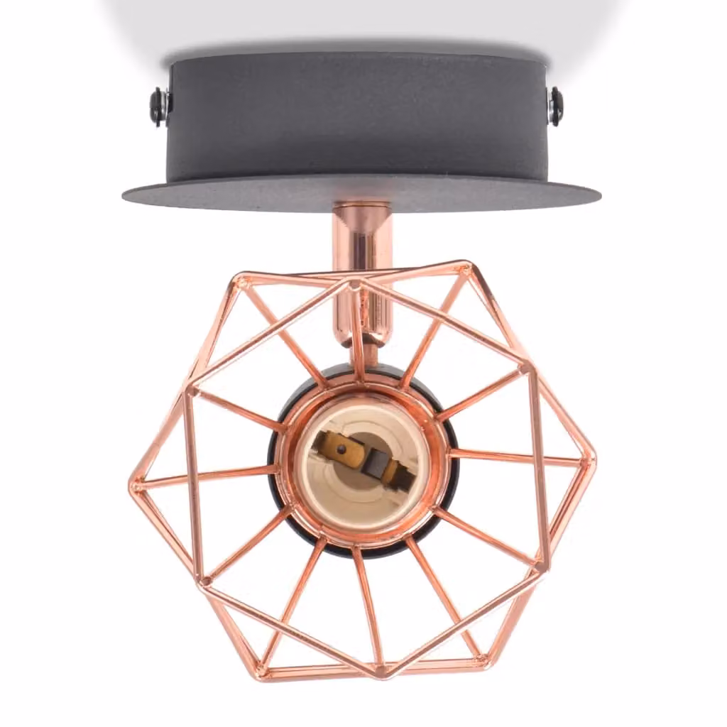 Berkfield Home Industrial Metal Wall Lamps in Copper with 2 x 8 W LED Filament Bulbs – 3