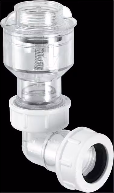 McAlpine Tunvalve with 3/4 inch female thread for WC overflow connection in white and transparent – 1