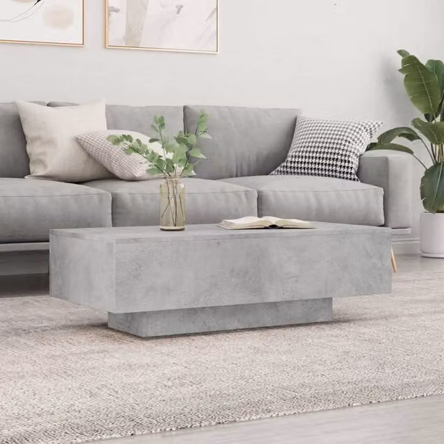 Berkfield Home Modern Rectangular Coffee Table in Concrete Grey, W/D/H: 100 x 49.5 x 31 cm – 1
