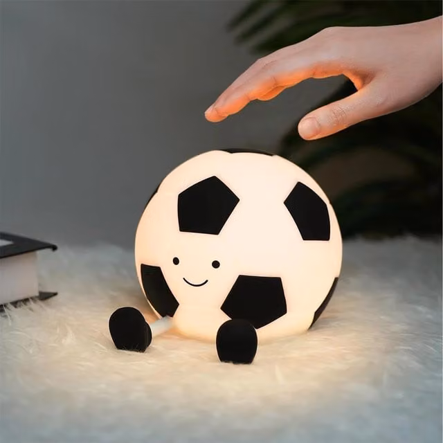 Latto Kickie Glow LED Night Light, Black Silicone Rechargeable Sphere with Dimmable Touch Control and Timer