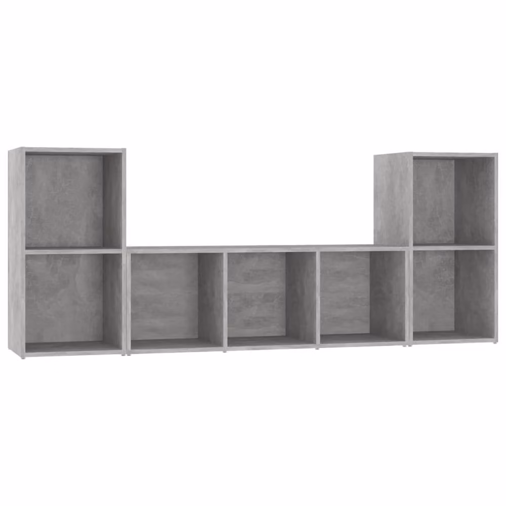 Berkfield Home Classic 3 Piece TV Cabinet Set in Concrete Grey Matt MDF – 3
