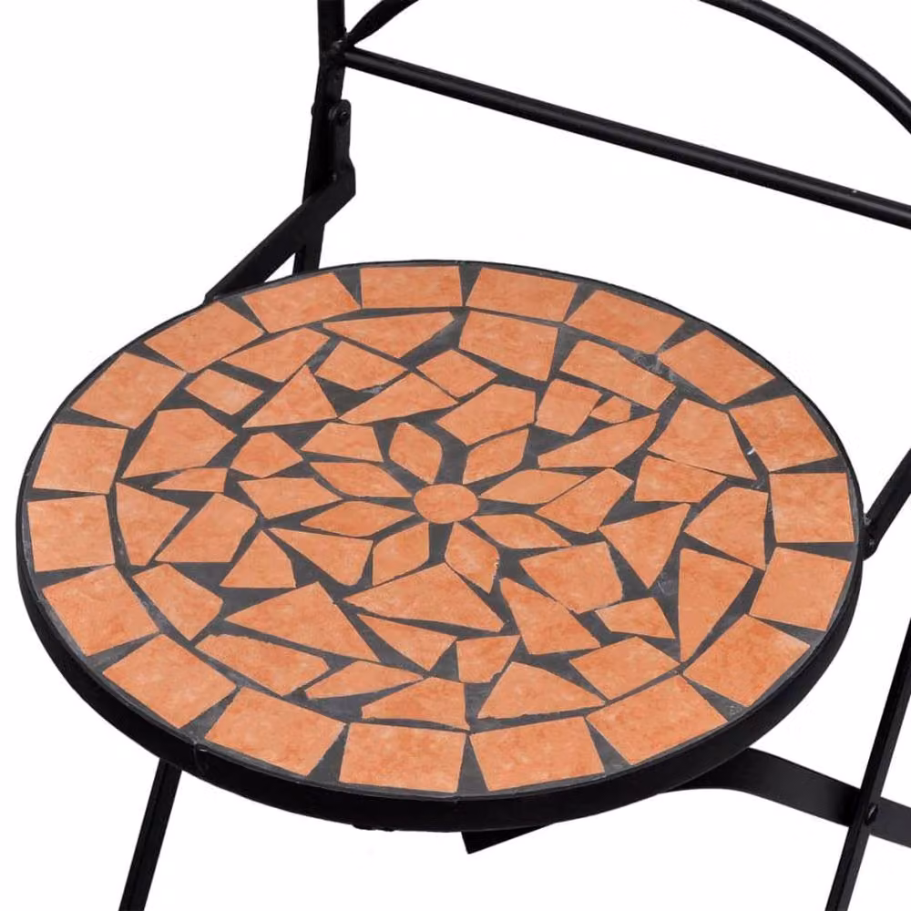 Berkfield Home 3 Piece Mediterranean Bistro Set in Brown Ceramic and Metal – 2