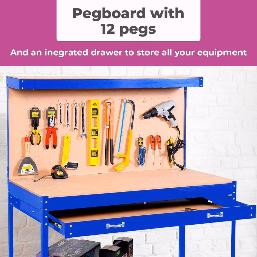 Neo Heavy-Duty Steel Tool Desk in Blue – 2