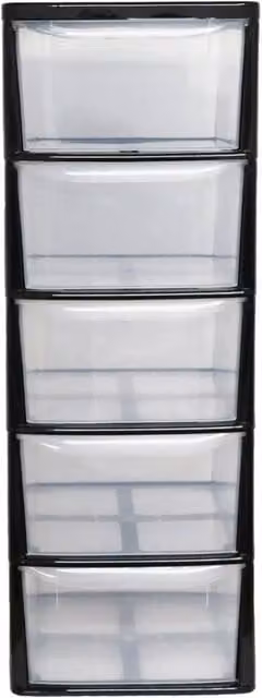 FLAVORA 5-Drawer A4 Storage Tower Unit, Black, W/D/H: 50 x 50 x 50 cm