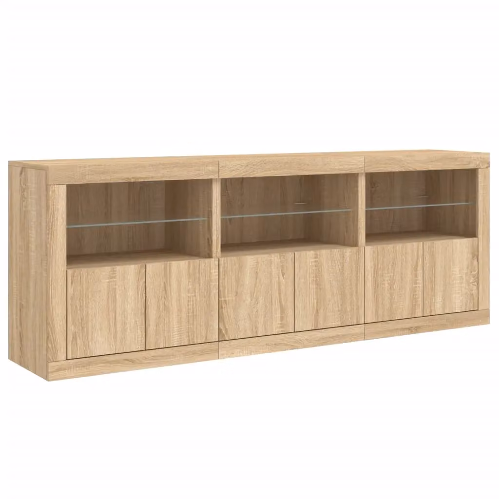 Berkfield Home Modern Sideboard with Integrated LED Lights in Sonoma Oak Brown, W: 181.5 cm, D: 37 cm, H: 67 cm – 4