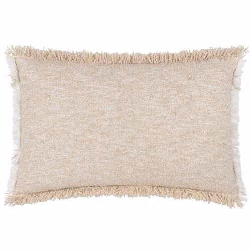 Riva Home Boho Rectangular Cotton and Polyester Cushion in Beige W/D/H: 60 x 40 x 1 cm