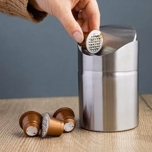La Cafetiere Mini Stainless Steel Coffee Pod and Tea Bag Bin with Flip Lid, Silver – 3
