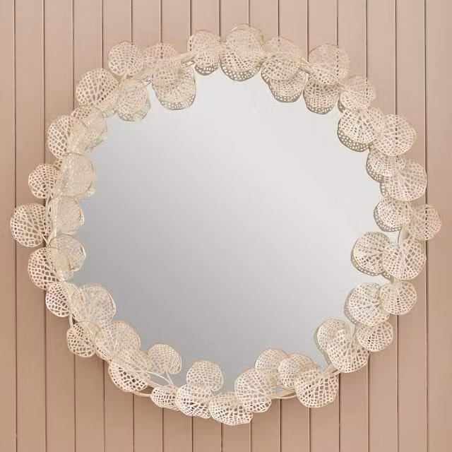 Voyage Maison Gaia Round Wall Mirror in Beige and White