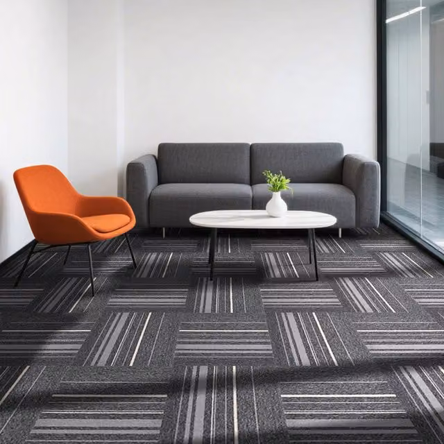 Darphe 20 Piece Grey Modern Polypropylene Glue Down Carpet Tiles