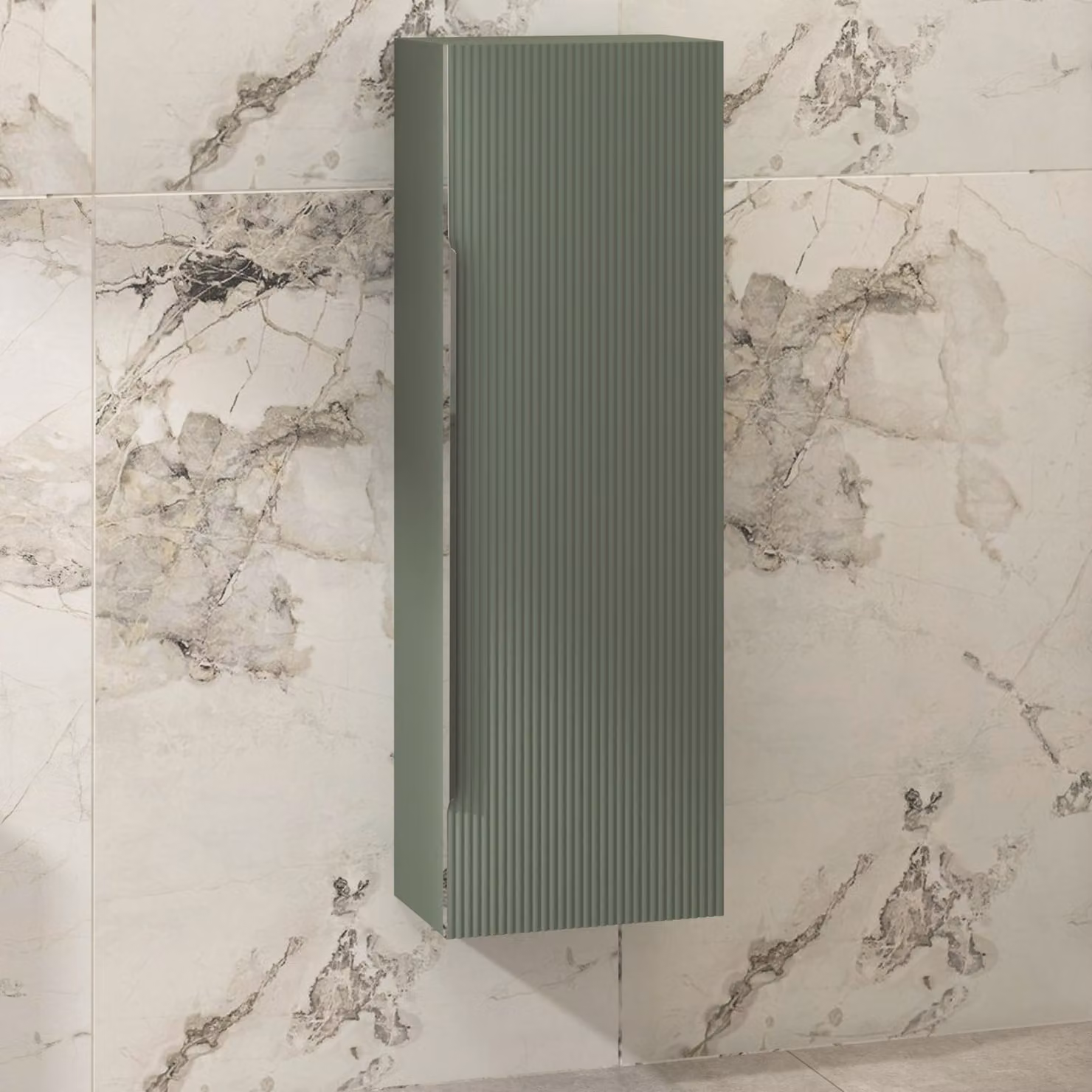 Royal Bathrooms Evora Wall Hung Tall Unit, Sage Green, W/D/H: 40 x 40 x 120 cm