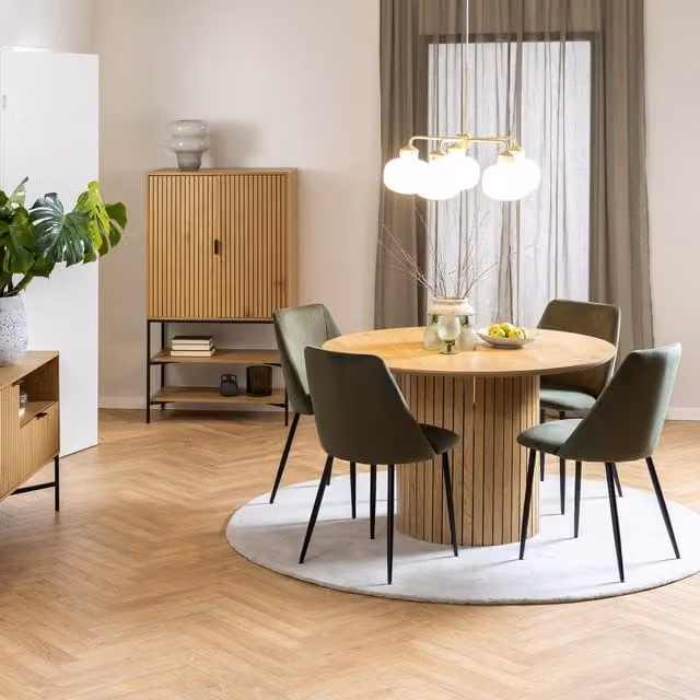 Furniture To Go Yale Round Dining Table and Ines Chair Set in Oak