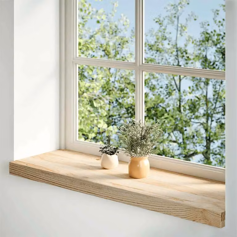 Berkfield Home Untreated Solid Oak Wood Window Sills, Brown, W/D/H: 70 x 25 x 2 cm, 2 Pack