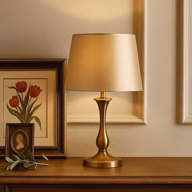 Voltico Classic Satin Table Lamp Shade in Gold/Brass