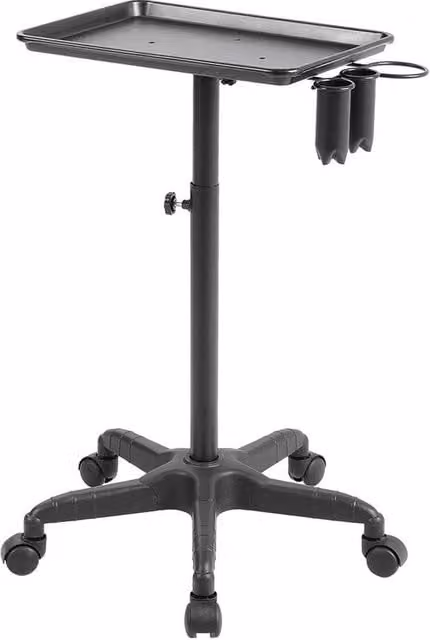 FLAVORA Adjustable Height Hair Salon Trolley Cart in Black