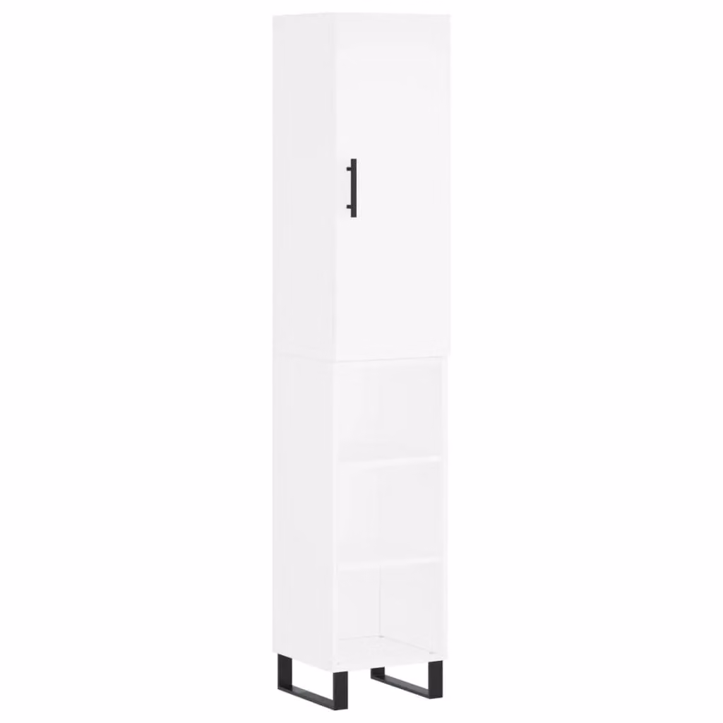 Berkfield Home White Highboard with Hinged Doors and Internal Shelves, W/D/H: 34.5 x 34.0 x 180.0 cm – 2
