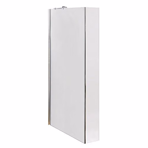 nuie WRS025 Modern Bathroom Wetroom Return Screen with Support Bar, Clear 8mm Toughened Safety Glass, Polished Chrome, W: 215 mm x H: 1850 mm