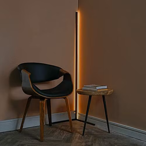 MiniSun Modern 25W LED Tri-Bar Black Corner Floor Lamp with 3000K Warm White Light, H 140 cm x W 36.8 cm x D 36.8 cm