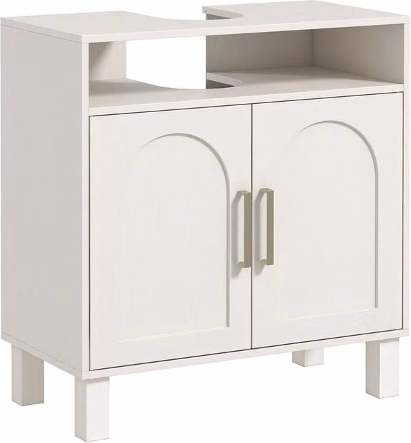 FLAVORA Beige Under Sink Bathroom Cabinet for Basin without Pedestal with Hinged Doors and Internal Shelves