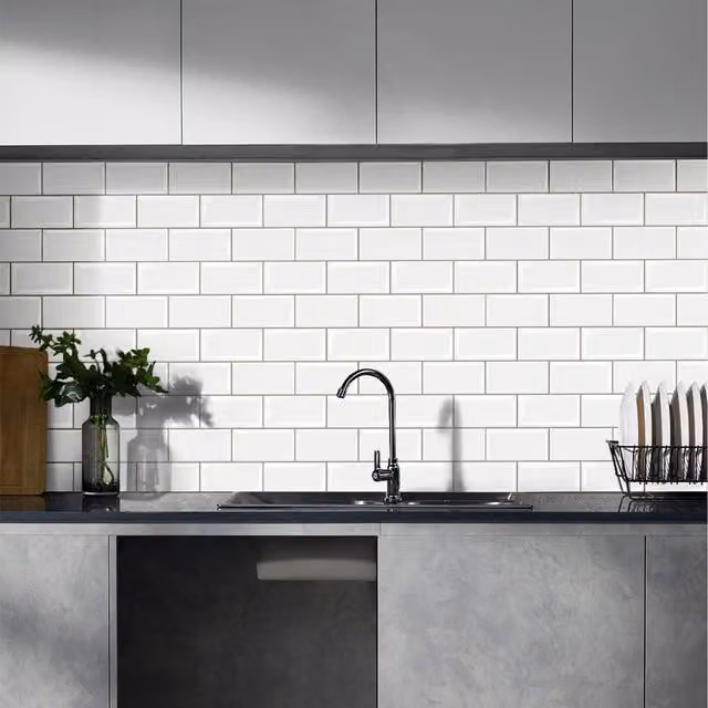 Lifeideas 10 Piece Self Adhesive Tile Look Backsplash Wall Stickers in White, 26.92 cm