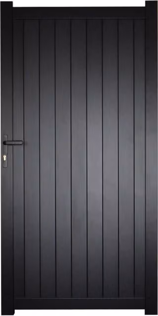 Black Aluminium Vertical Pedestrian Swing Gate, W: 110 cm, H: 180 cm
