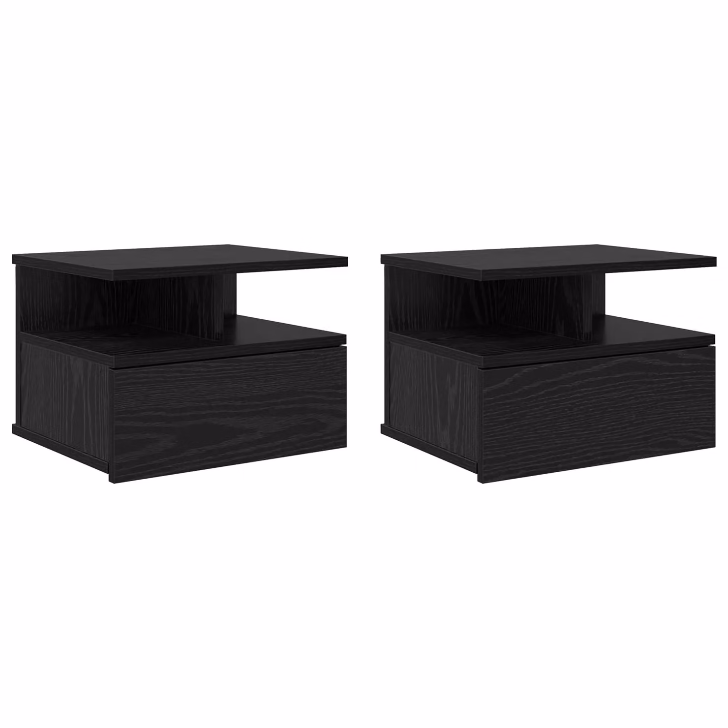 Berkfield Home Set of 2 Floating Nightstands in Black Oak, W/D/H: 40 x 31 x 27 cm – 2