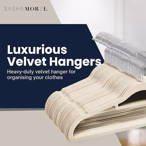 Sasha Morel 50 Pack Non-Slip Velvet Coat Hangers with Swivel Hooks in Pink and Beige – 2