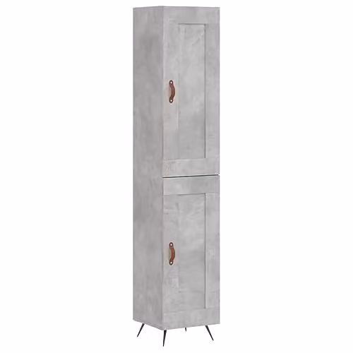 vidaXL Modern Highboard in Concrete Grey with Hinged Doors, W/D/H: 34.5 x 34 x 180 cm