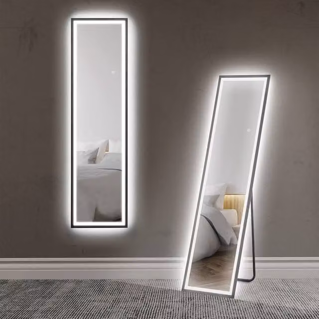 Rolipo Full Length Mirror with Dimmable LED Lights, Black, H 150 cm x W 40 cm – 1