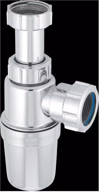 McAlpine Chrome Plated Plastic Adjustable Inlet Slim Bottle Trap in Silver – 1