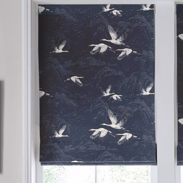 Laura Ashley Animalia Made to Measure Blackout Roman Blind in Midnight Blue