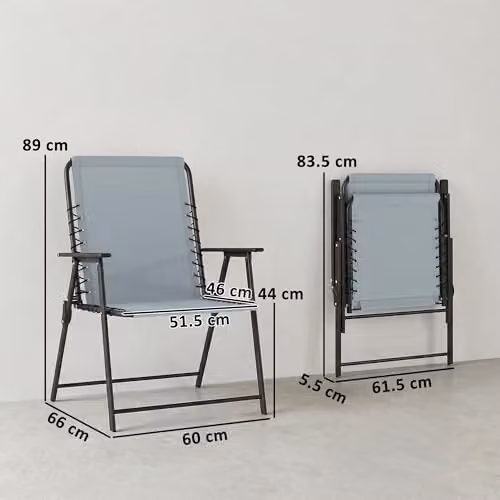 Outsunny Set of 4 Folding Metal Garden Chairs in Matt Grey – 3