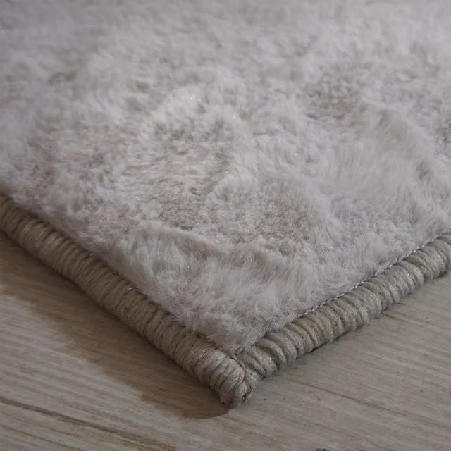 Sienna Grey Faux Rabbit Fur Anti-Slip Rug, W: 230 cm x D: 40 cm