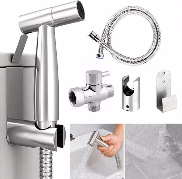 FLAVORA Luxury Handheld Bidet Spray Toilet Hygienic in Silver, W: 52 cm, H: 52 cm – 1