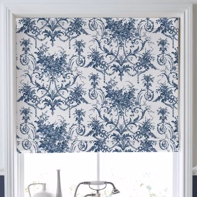Laura Ashley Tulleries Made To Measure Blackout Roman Blind in Midnight Blue