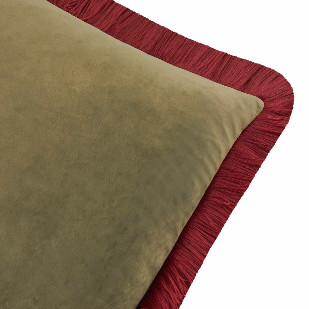 Furn Halo Fringed Velvet Cushion in Green, W/D/H: 50 x 50 x 50 cm – 3