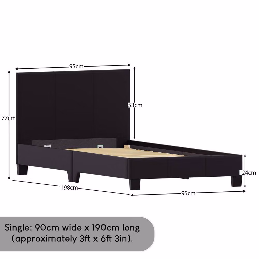 HD Designs Lisbon Upholstered Faux Leather Bed Frame with Mattress in Black, Small Double (W/D/H: 120 x 200 cm) – 2