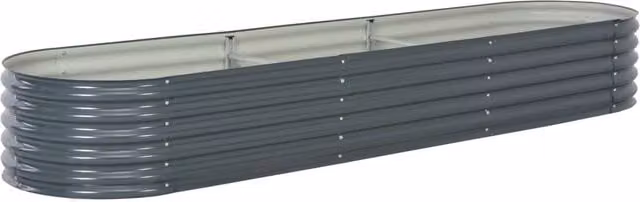 Berkfield Home Garden Galvanised Steel Raised Bed in Grey, W/D/H: 320 x 80 x 44 cm – 1