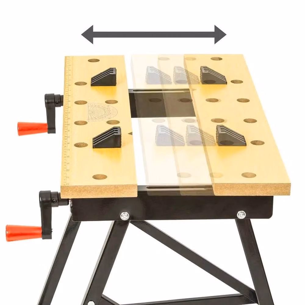NESTLUNE Folding Bamboo Trestle Work Bench in Natural Wood, W: 52 cm, D: 52 cm, H: 1000 cm – 2