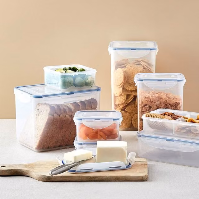 LocknLock Airtight Plastic Food Storage Container Set, Transparent, 7 Piece