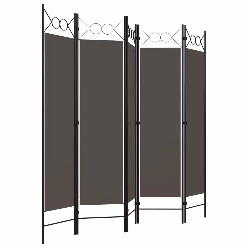 Berkfield Home 5-Panel Geometric Room Divider in Anthracite and Black, W: 200 cm, H: 180 cm – 2