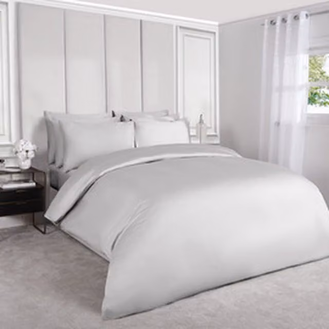 Highams Silver Grey Mako Satin 220 Thread Count Cotton Duvet Cover